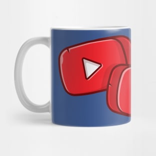 Red Play Button in Rounded Rectangle Music Cartoon Vector Icon Illustration Mug